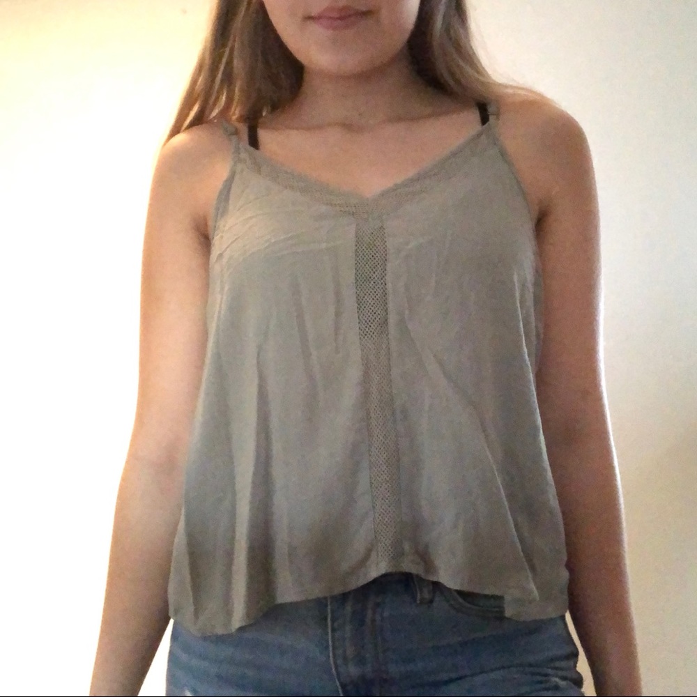 Flowy Light Olive Green Tank Blouse